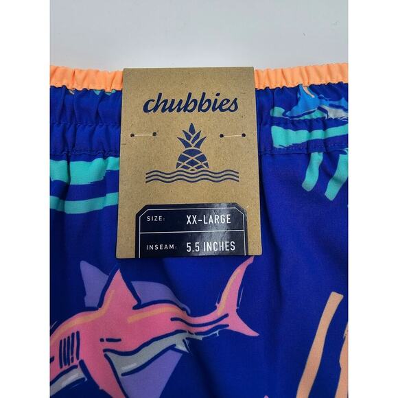 Chubbies Men's 2XL The Daddy Sharks 5.5" Classic Swim Trunk NWT - Picture 3 of 8